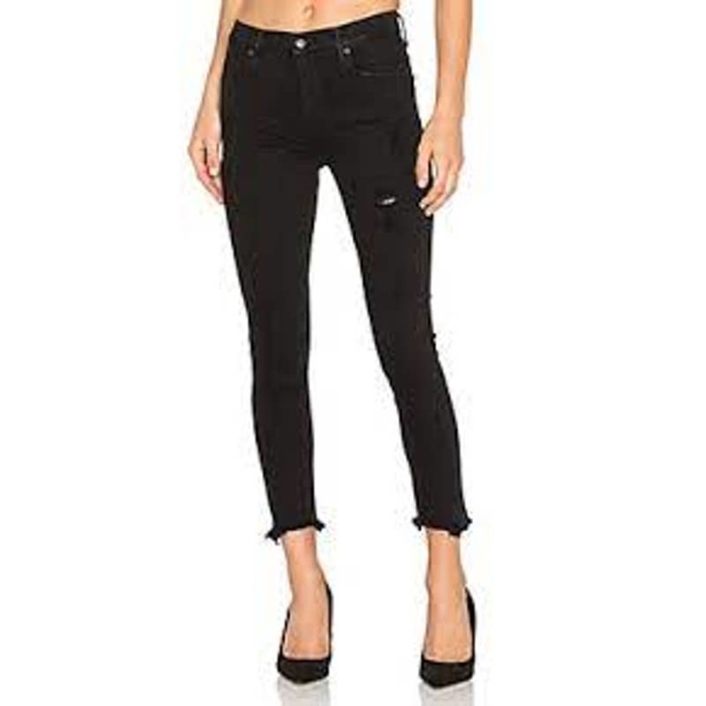 Agolde Sophie Skinny Raw Hem Distressed Black Women's Sz. 26